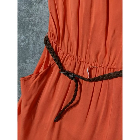 MOSSIMO SUPPLY 100% Rayon Women Peach Mini Dress Belted Casual MEDIUM(8-10) - Picture 8 of 10